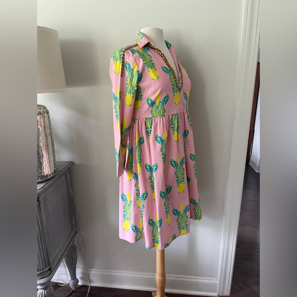 SHERIDAN FRENCH PINK GROMMET ZEBRA DRESS SIZE XS - Picture 7 of 13